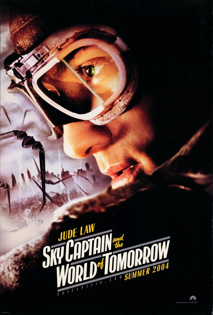 2155. SKY CAPTAIN AND THE WORLD OF TOMORROW (2004) - Jude Law-Autographed One-Sheet Poster: B