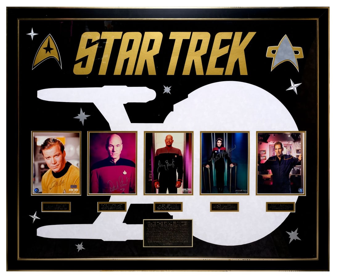 2201. STAR TREK: FRANCHISE - Framed Set of Series Captains-Autographed Stills: B