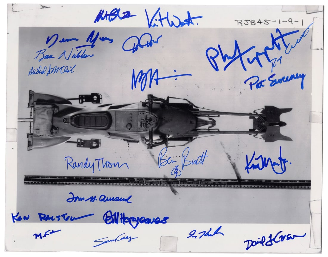 2223. STAR WARS: RETURN OF THE JEDI (1983) - ILM Crew-Autographed Speeder Bike Photo Print: B