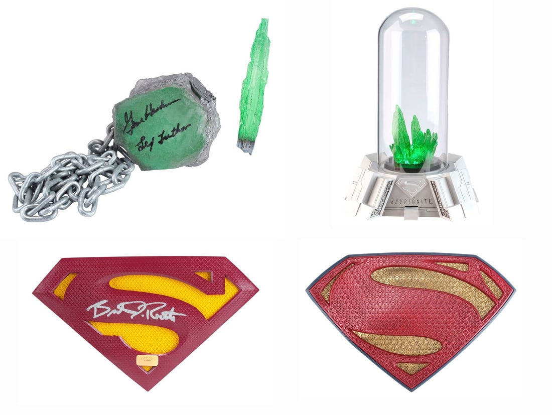 2253. SUPERMAN (VARIOUS PRODUCTIONS) - Set of Autographed Superman Chest Emblems and Kryptonite: B