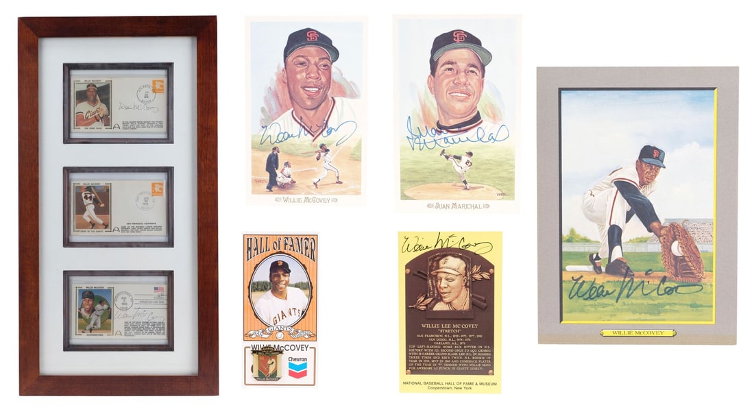 2297. SPORTS MEMORABILIA - Juan Marichal and Willie McCovey-Autographed Postcards: B