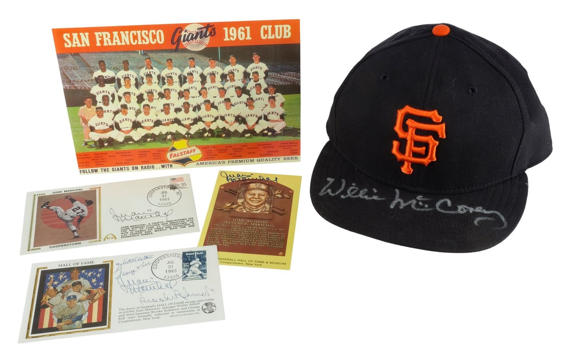 2298. SPORTS MEMORABILIA - Juan Marichal-Autographed Envelopes and Trading Card, Willie: B