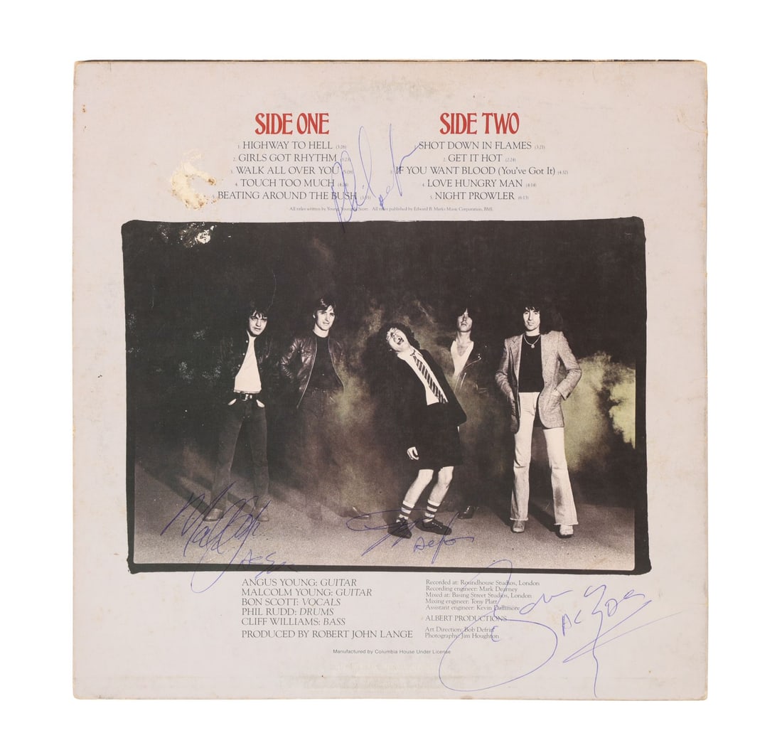 AC/DC - Bon Scott, Malcolm Young, Angus Young and Phil Rudd-Autographed Highway To Hell LP (1 of 4)
