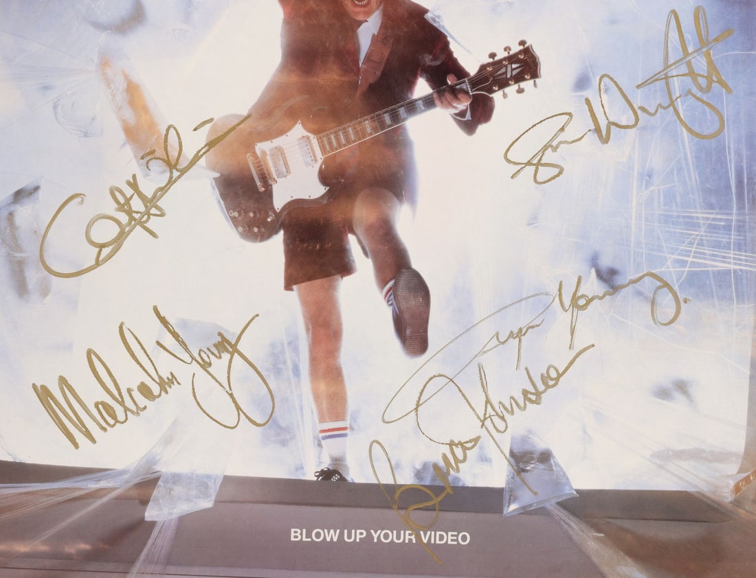 AC/DC - Brian Johnson, Angus Young, Malcolm Young, Cliff Williams, Simon Wright-Autographed Blow Up (1 of 1)