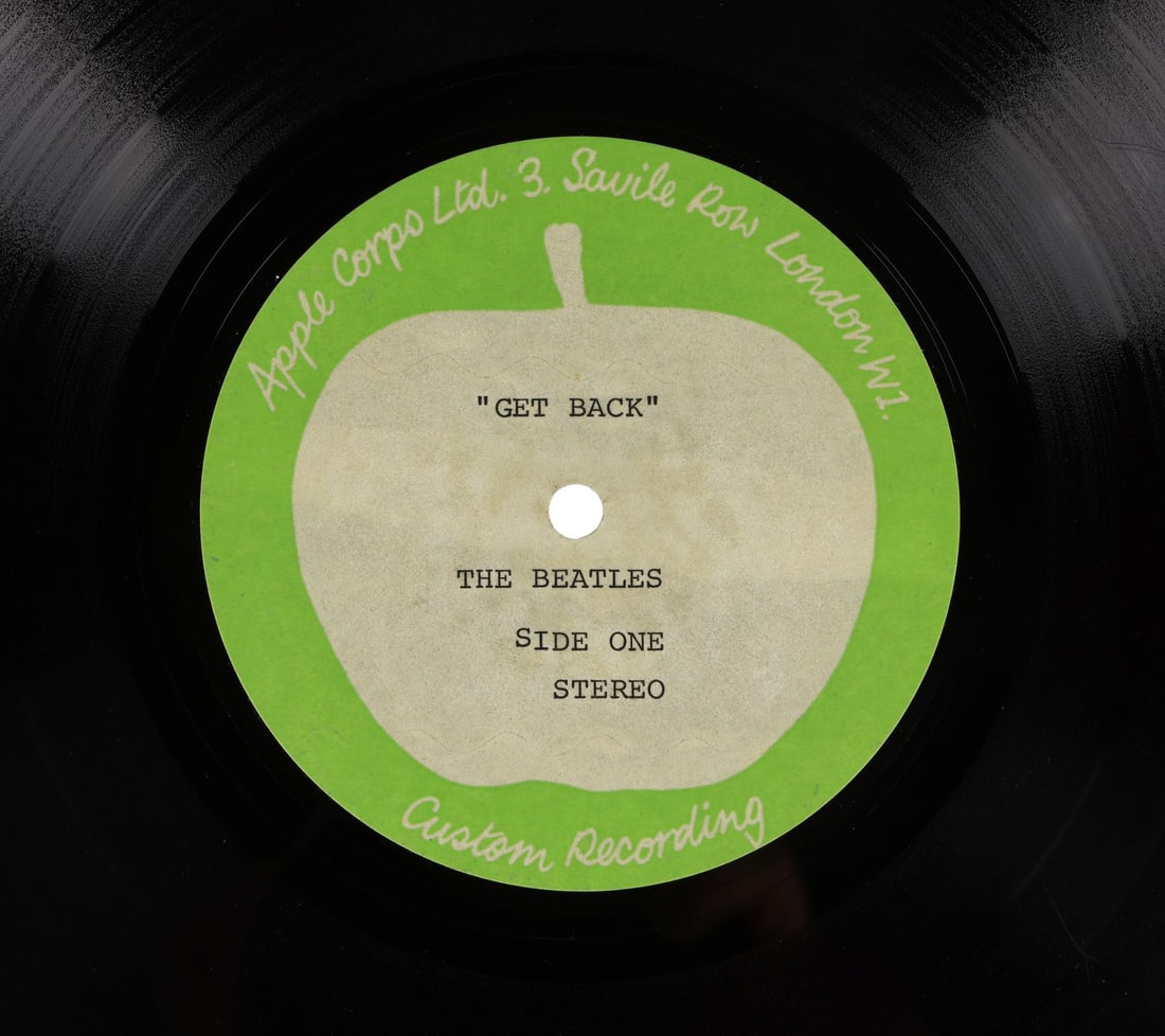 BEATLES, THE - Get Back Glyn Johns Mix Apple Corps Acetate, 1969: BEATLES, THE - Get Back Glyn Johns Mix Apple Corps Acetate, 1969 A double-sided 12" Apple Corps label acetate of Glyn Johns' mix of The Beatles' Get Back album. Revealing an unreleased version of what