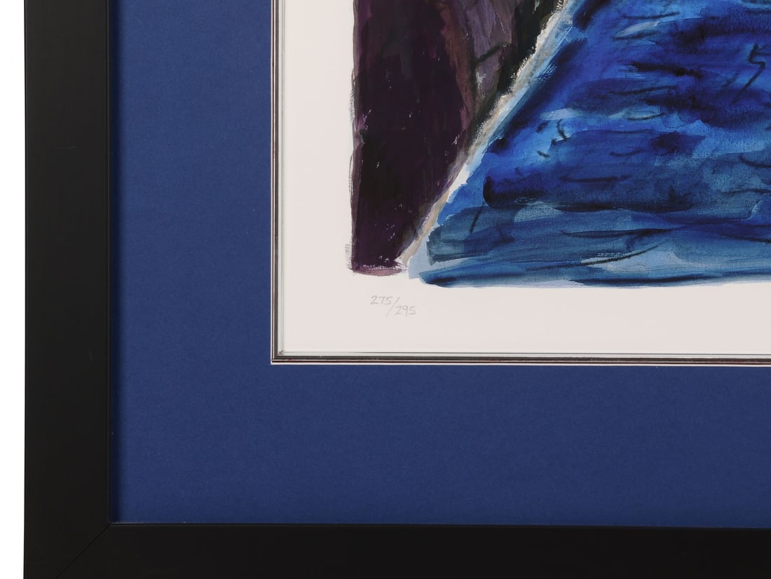 BOB DYLAN - Bob Dylan Signed and Framed Limited Edition "Train Tracks" (Blue) Drawn Blank Series (1 of 3)