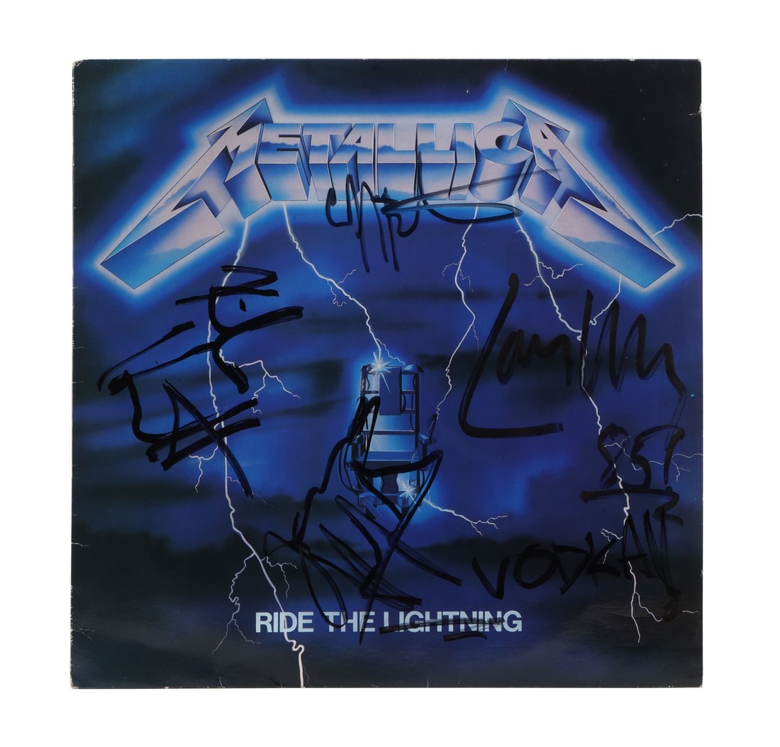 METALLICA - James Hetfield, Kirk Hammett, Lars Ulrich and Cliff Burton-Autographed Ride the: METALLICA - James Hetfield, Kirk Hammett, Lars Ulrich and Cliff Burton-Autographed Ride the Lightning Vinyl A copy of Ride the Lightning, autographed by four members of heavy metal legends Metallica. 