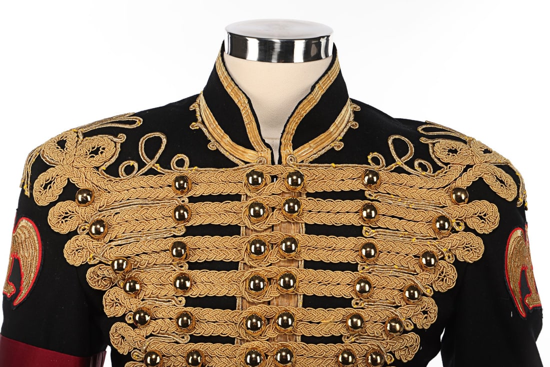MICHAEL JACKSON - The Omer Bhatti Collection: Michael Jackson's Photo-Matched Black-and-Gold: MICHAEL JACKSON - The Omer Bhatti Collection: Michael Jackson's Photo-Matched Black-and-Gold Military-Style Jacket Worn During Dangerous and HIStory Eras A photo-matched custom black-and-gold military