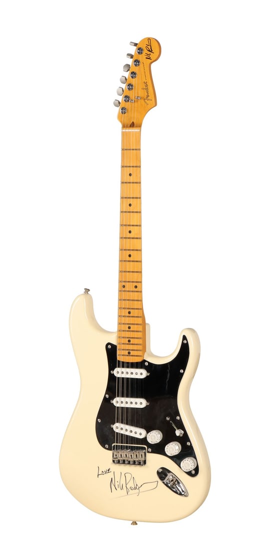 NILE RODGERS - Nile Rodgers-Autographed Fender Hitmaker Stratocaster Guitar and C'est Chic LP (1 of 4)