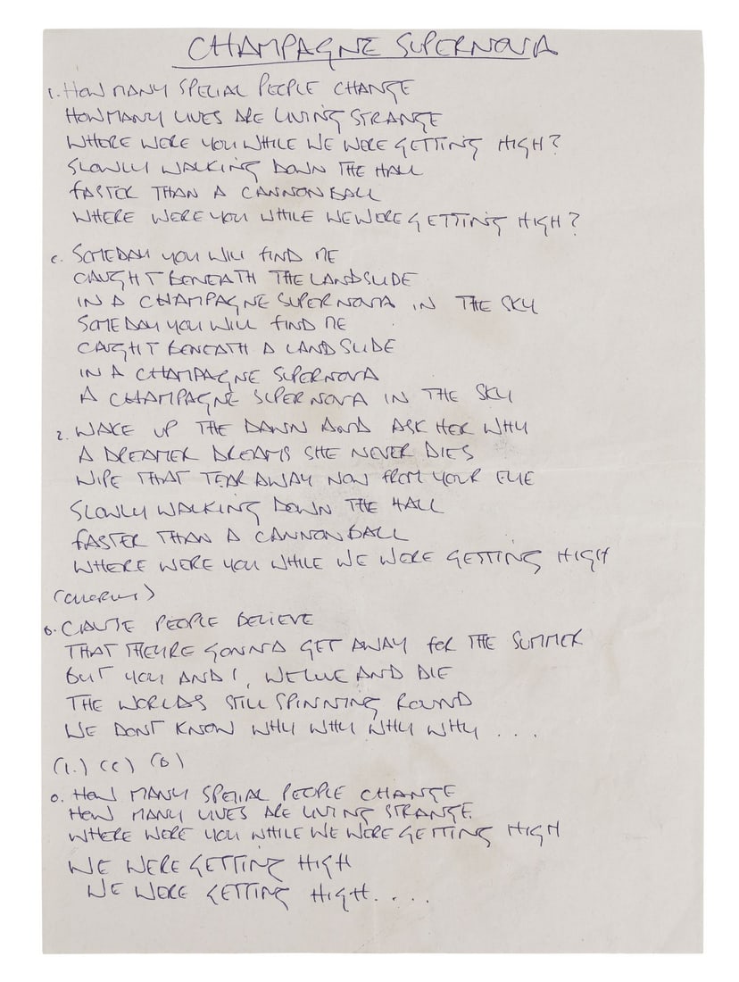 OASIS - Set of Noel Gallagher Handwritten Lyrics For Eight (What's The Story) Morning Glory? Album: OASIS - Set of Noel Gallagher Handwritten Lyrics For Eight (What's The Story) Morning Glory? Album Songs Eight lyric sheets for songs from Oasis's (What's the Story) Morning Glory?, handwritten by Noe