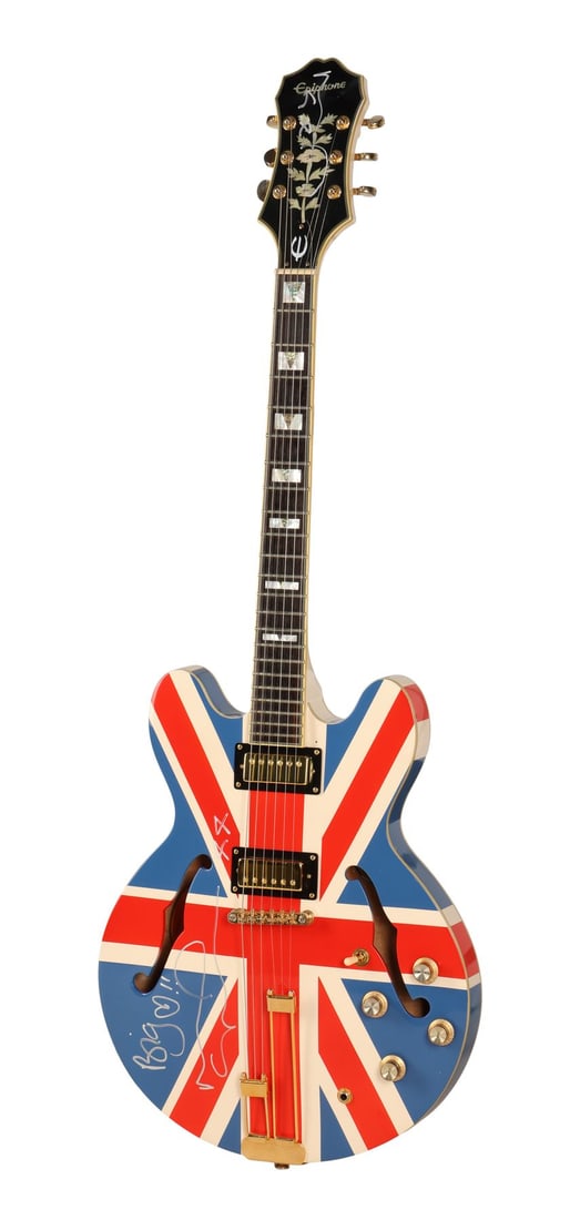 OASIS - Noel Gallagher-Autographed Union Jack Epiphone Sheraton II Pro Guitar (1 of 4)