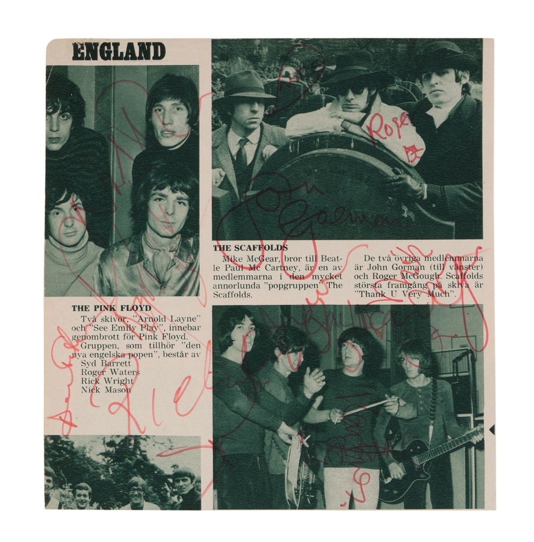 PINK FLOYD - David Gilmour, Roger Waters, Richard Wright, and Nick Mason-Autographed Swedish (1 of 4)