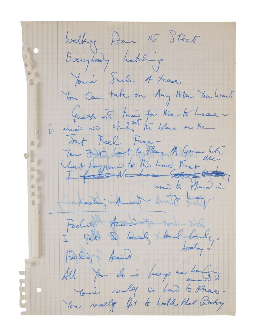 FREDDIE MERCURY - The Reinhold Mack Collection: Freddie Mercury Handwritten ''Foolin' Around'' and (1 of 2)