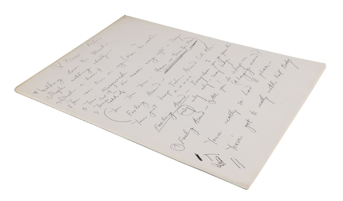 FREDDIE MERCURY - The Reinhold Mack Collection: Freddie Mercury Handwritten ''Foolin’ Around'' (1 of 1)