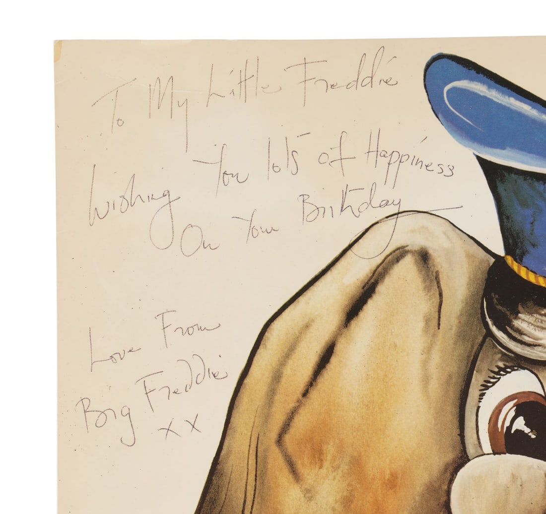 FREDDIE MERCURY - The Reinhold Mack Collection: Freddie Mercury Handwritten and Signed Geburtstags: FREDDIE MERCURY - The Reinhold Mack Collection: Freddie Mercury Handwritten and Signed Geburtstags Card A birthday card given by Freddie Mercury to his godson, John-Frederick Mack. This lot comes from