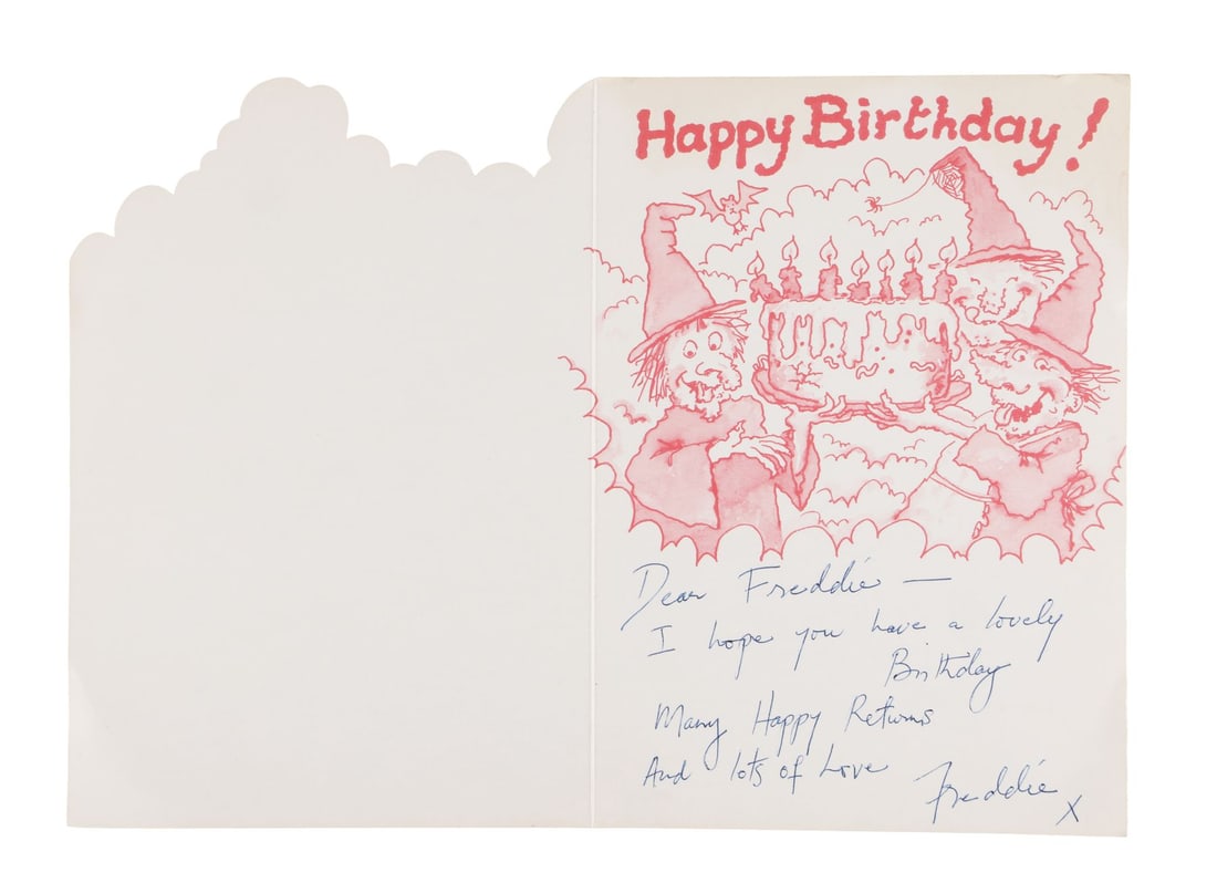 FREDDIE MERCURY - The Reinhold Mack Collection: Freddie Mercury Handwritten and Signed Birthday Card (1 of 4)