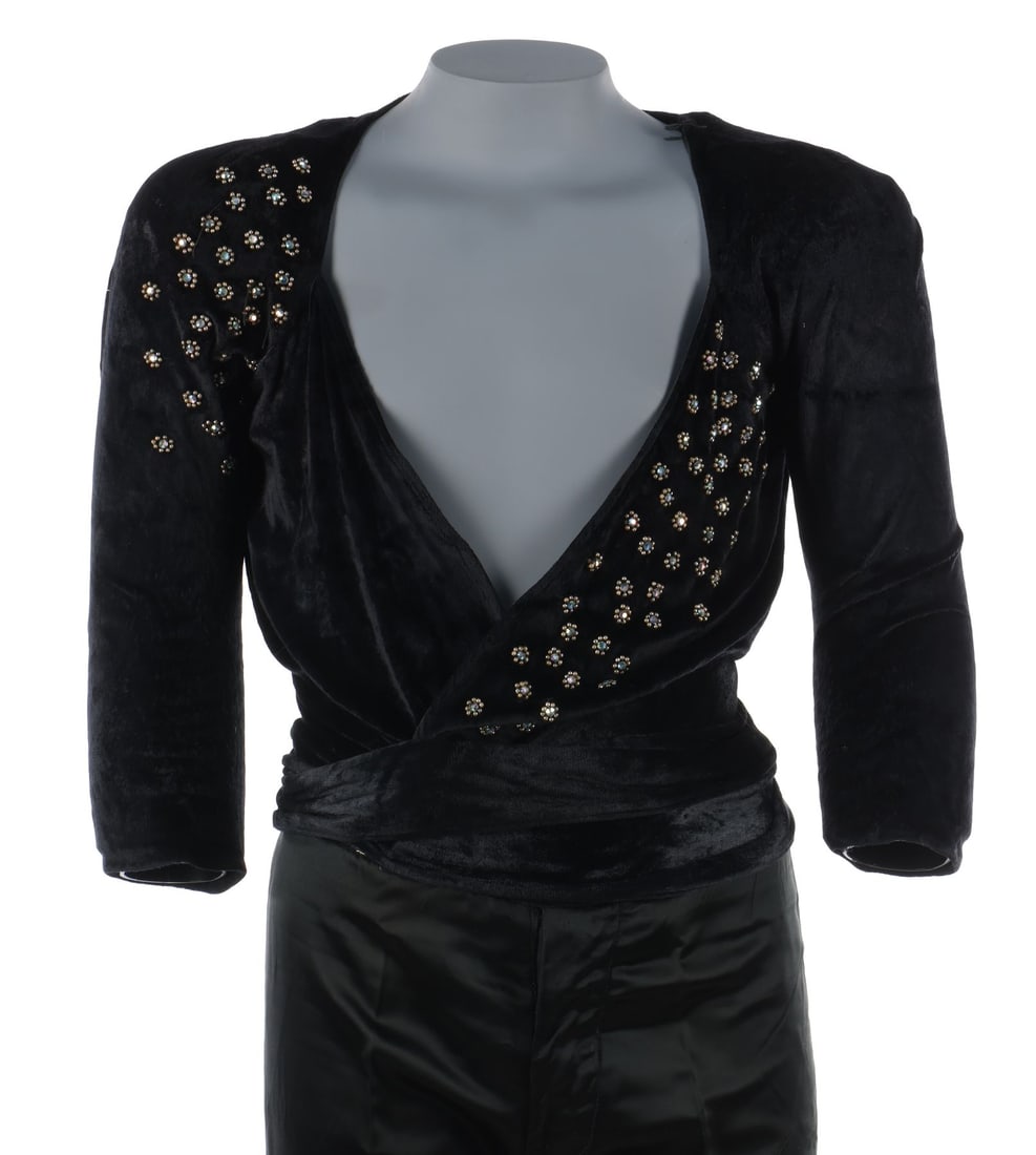 QUEEN - Freddie Mercury’s Screen-And-Photo-Matched Stage-Worn Black Wrap-Around Embellished Top (1 of 4)