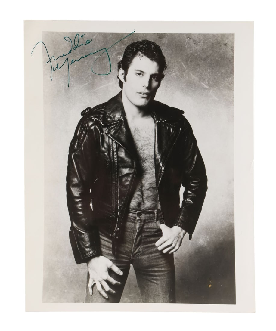 QUEEN - Freddie Mercury, Brian May, Roger Taylor and John Deacon-Autographed Set Of Four Promotional: QUEEN - Freddie Mercury, Brian May, Roger Taylor and John Deacon-Autographed Set Of Four Promotional Photographs, Circa 1980 An incredibly rare set of four promotional photographs, each individually a