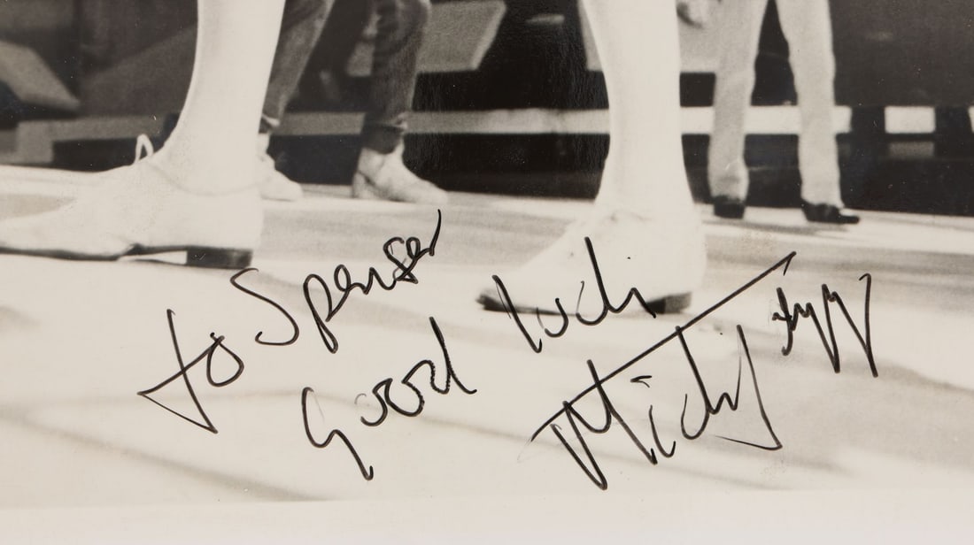 ROLLING STONES, THE - Mick Jagger-Autographed Photo: ROLLING STONES, THE - Mick Jagger-Autographed Photo A photo autographed and inscribed by The Rolling Stones frontman Mick Jagger. This black-and-white photograph shows Jagger at his strutting best and