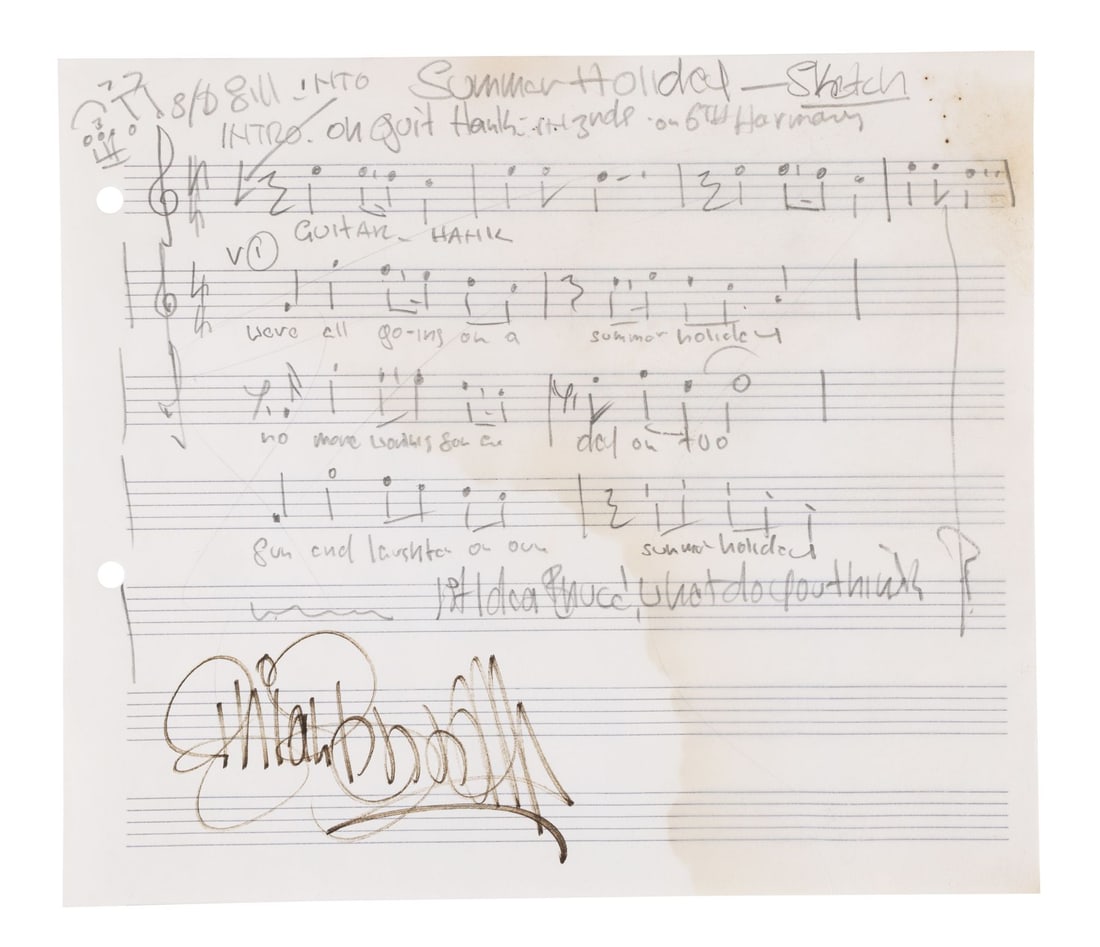 SHADOWS, THE - Hank Marvin, Bruce Welch, Brian Bennett-Autographed Fender Stratocaster and Brian (1 of 4)