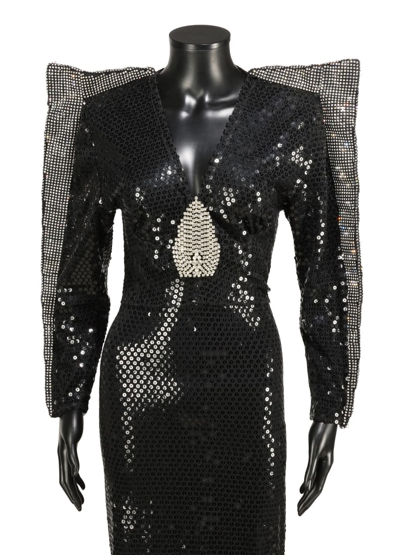 TINA TURNER - Tina Turner "Private Dancer" Music Video Production Black Sequin and Rhinestone Dress (1 of 4)