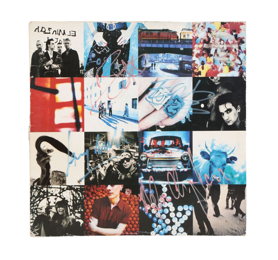 U2 - Bono, The Edge, Adam Clayton and Larry Mullen Jr.-Autographed Achtung Baby LP (1 of 4)