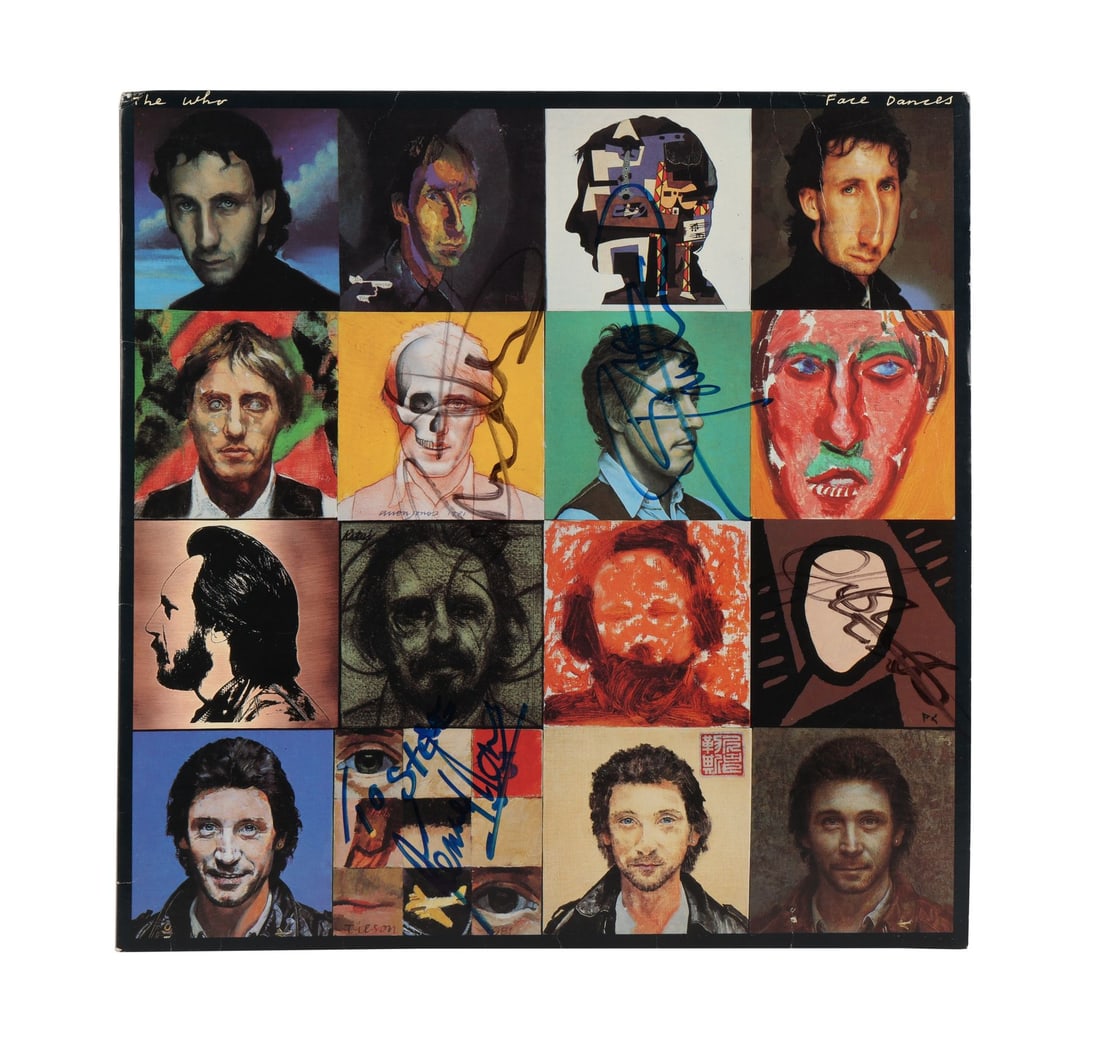 WHO, THE - Roger Daltrey, Pete Townshend, John Entwistle and Kenney Jones-Autographed Face Dances LP: WHO, THE - Roger Daltrey, Pete Townshend, John Entwistle and Kenney Jones-Autographed Face Dances LP A copy of Face Dances, autographed by four members of The Who. The album was the band's ninth studi