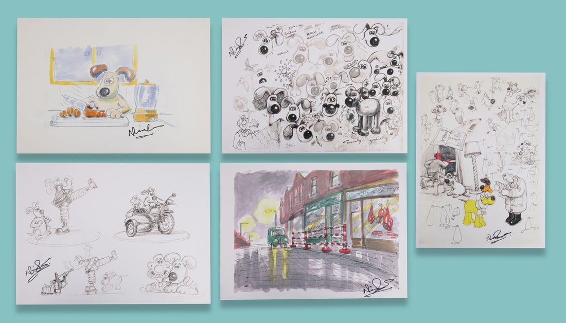 WALLACE & GROMIT: THE CURSE OF THE WERE-RABBIT (2005) - Five Fine Prints of Concept Artwork Signed (1 of 4)