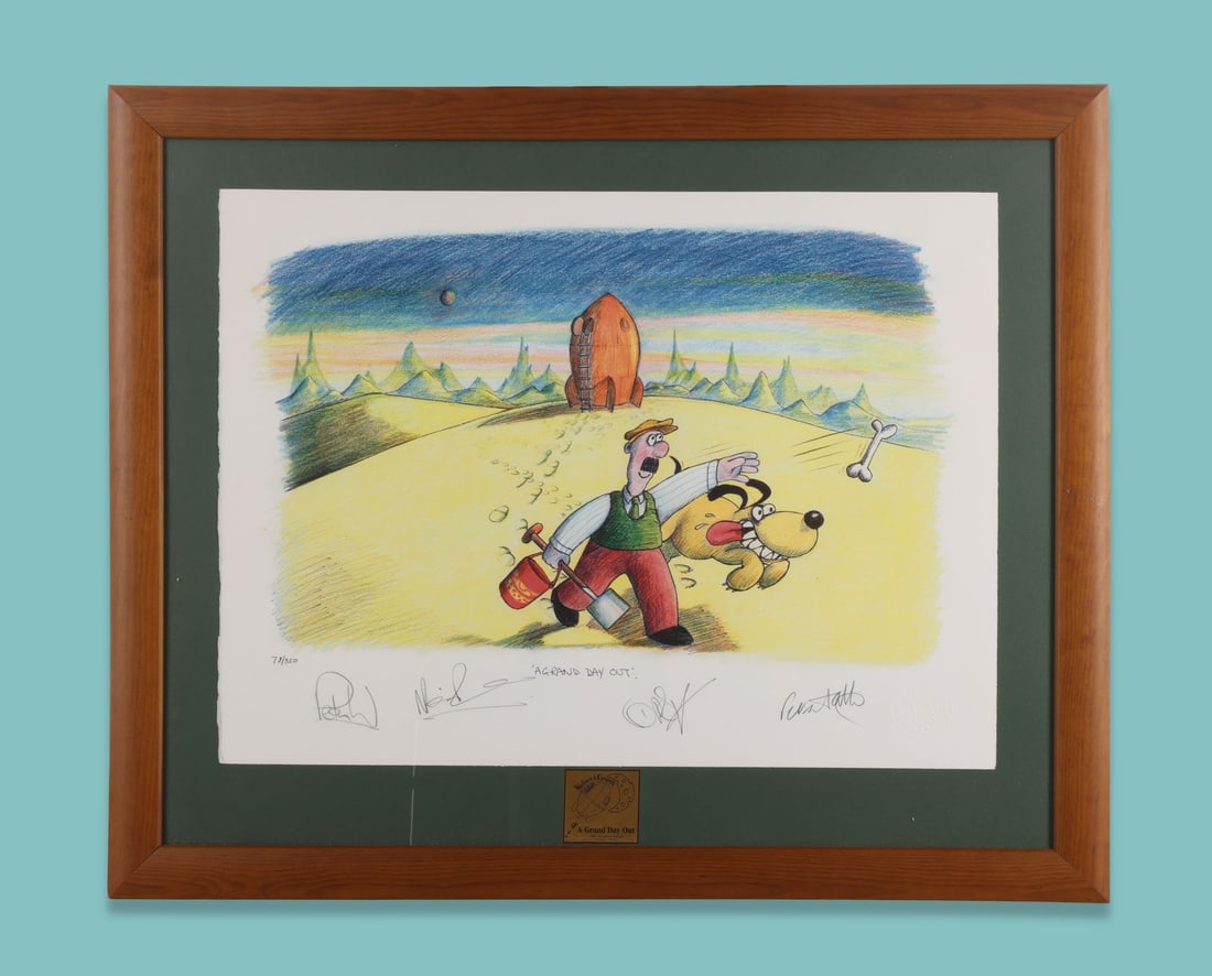 WALLACE & GROMIT: A GRAND DAY OUT (1989) - Limited Edition Print of Original Wallace and Gromit: WALLACE & GROMIT: A GRAND DAY OUT (1989) - Limited Edition Print of Original Wallace and Gromit Concept Art Signed by Sir Peter Lord, Nick Park, Peter Sallis and Sir David Sproxton A limited edition p