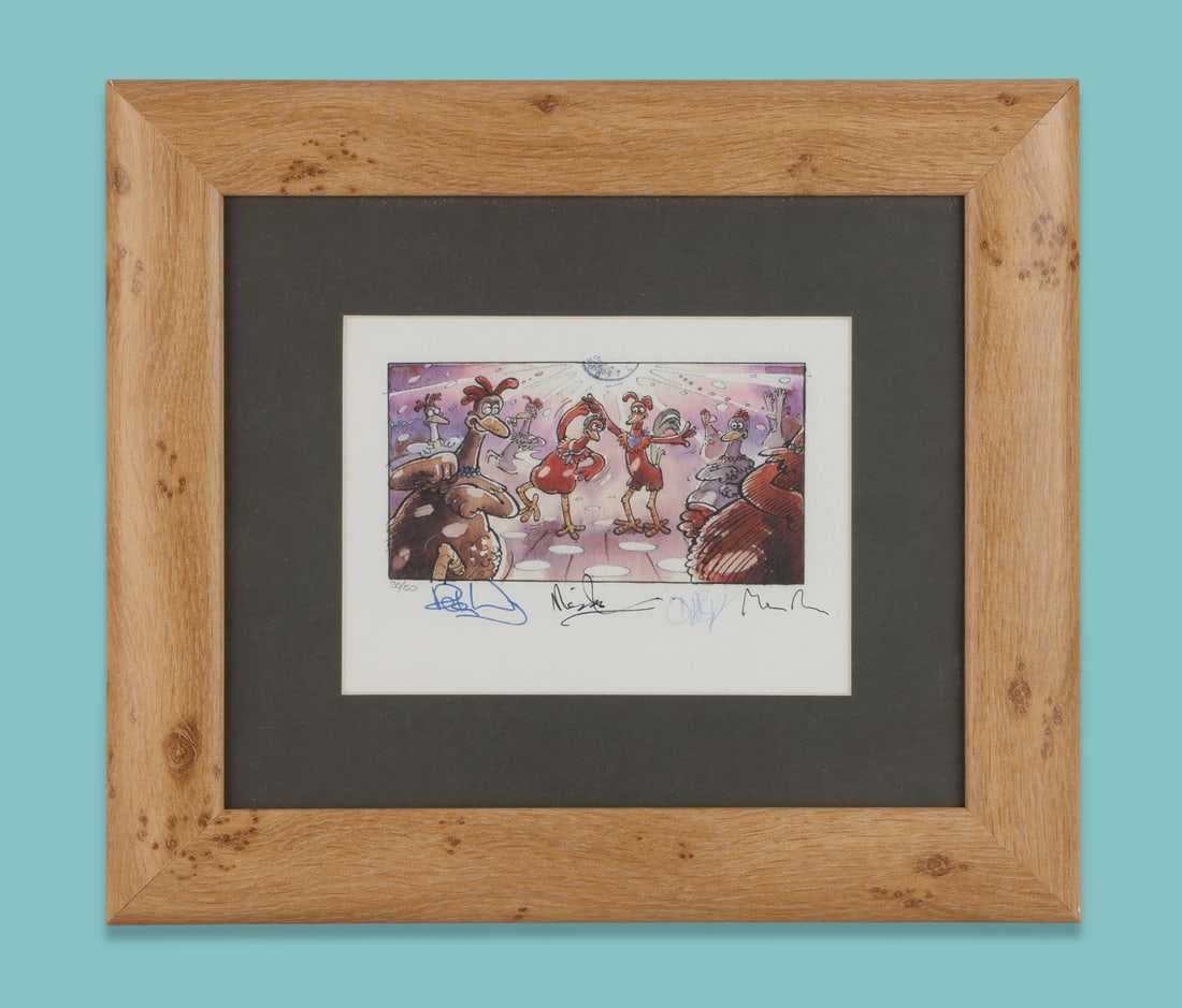 CHICKEN RUN (2000) - Framed Limited Edition Print Signed by Nick Park, Sir Peter Lord, Sir David (1 of 2)