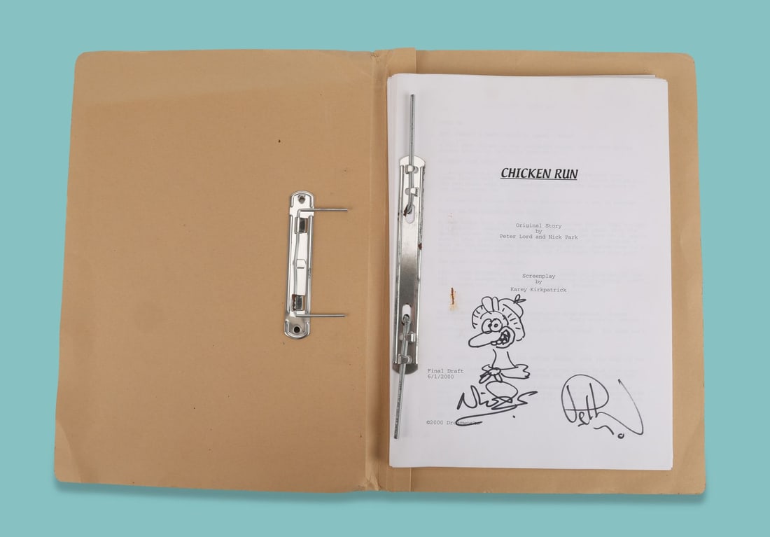 CHICKEN RUN (2000) - Final Draft Bound Script Signed by Nick Park and Sir Peter Lord (1 of 4)
