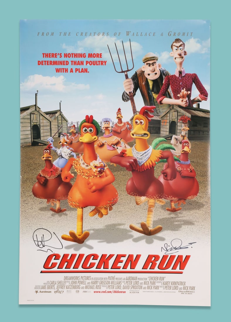 CHICKEN RUN (2000) - Poster Signed by Nick Park and Sir Peter Lord (1 of 4)