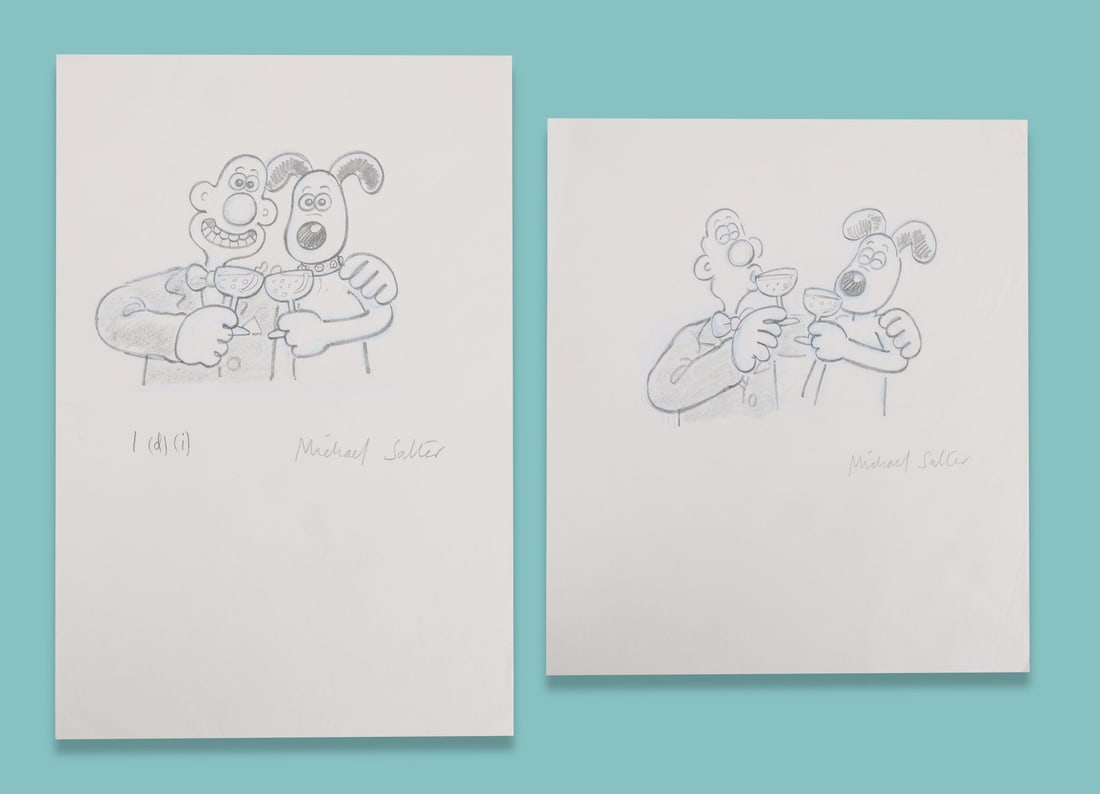 WALLACE & GROMIT COMIC STRIP (2005-2007) - Pair of Hand-Drawn Concept Artworks by Michael Salter (1 of 3)