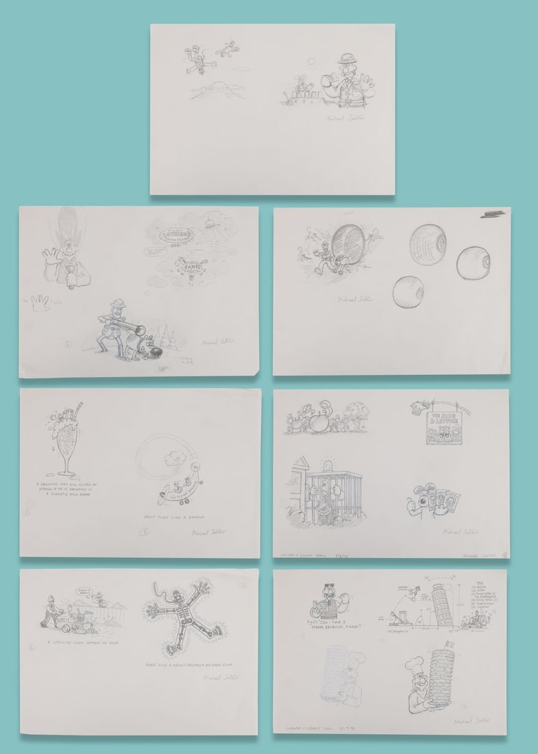 WALLACE & GROMIT COMIC STRIP (2005-2007) - Collection of Seven Pages of Hand-Drawn Concept Artwork (1 of 4)