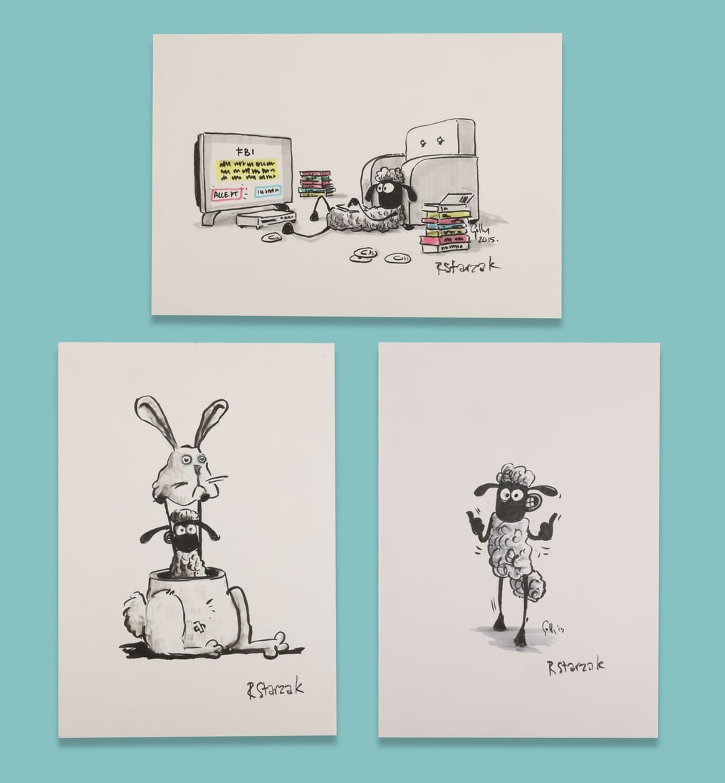 SHAUN THE SHEEP MOVIE (2015) - Three Hand-Painted Promotional Artworks by Richard Starzak (1 of 4)