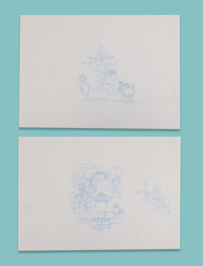 AARDMAN ANIMATIONS - Pair of Hand-Drawn Concept Artworks for A Grand Experience Land's End 2018 and (1 of 3)