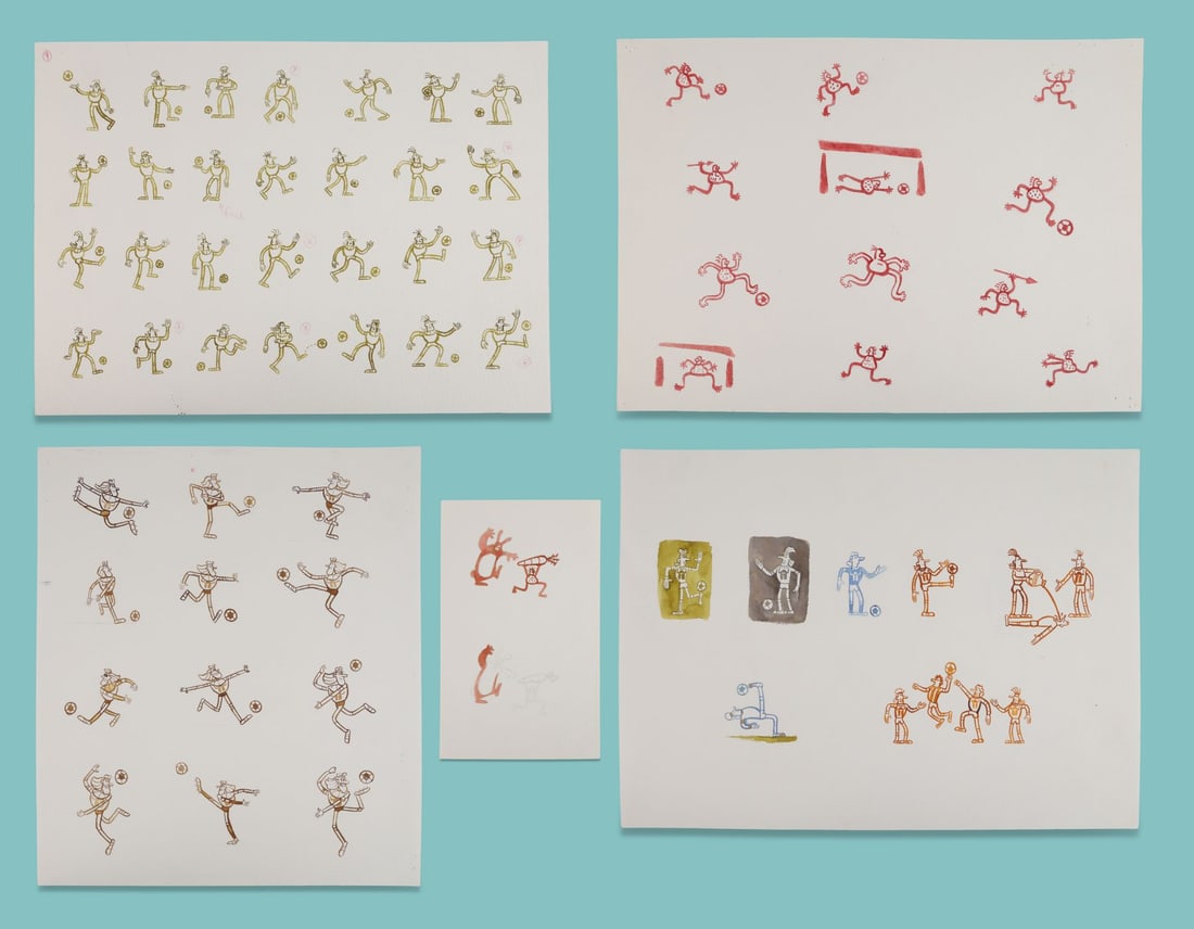 EARLY MAN (2018) - Five Pages of Graphically Designed and Hand-Coloured Cave Paintings by Gavin (1 of 4)