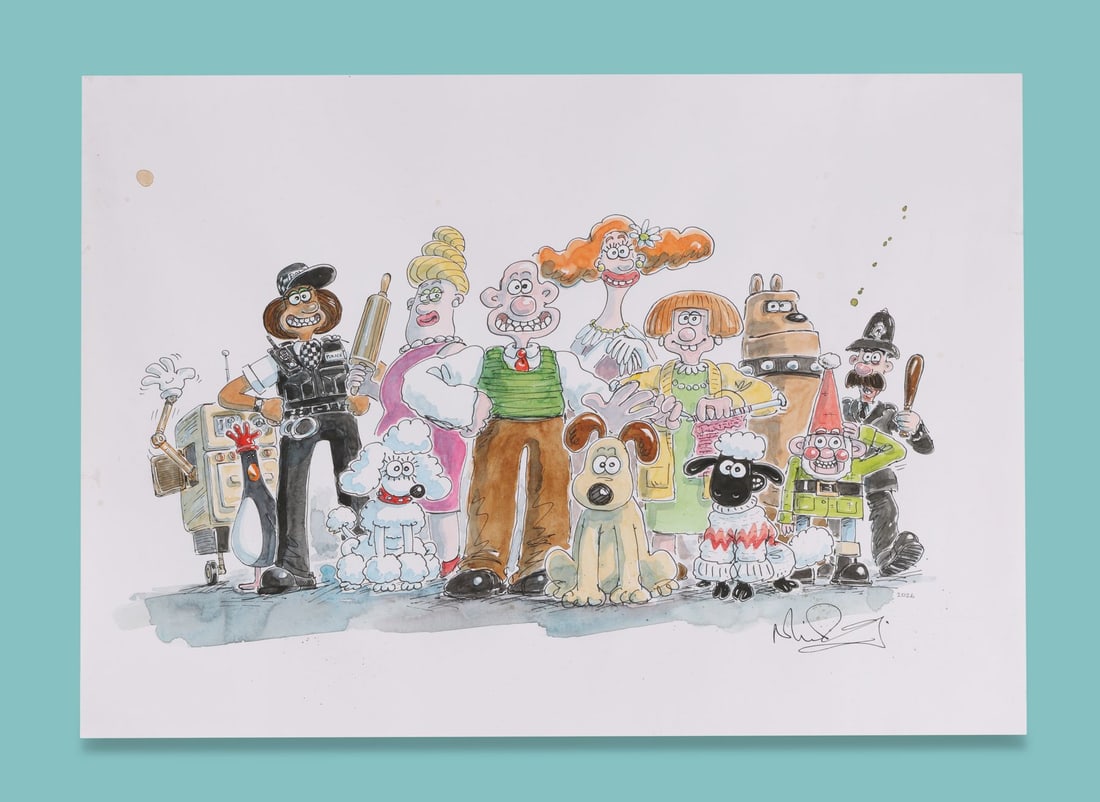 AARDMAN ANIMATIONS - Original 50th Anniversary Hand-Painted and Hand-Drawn Bespoke Character Artwork (1 of 4)