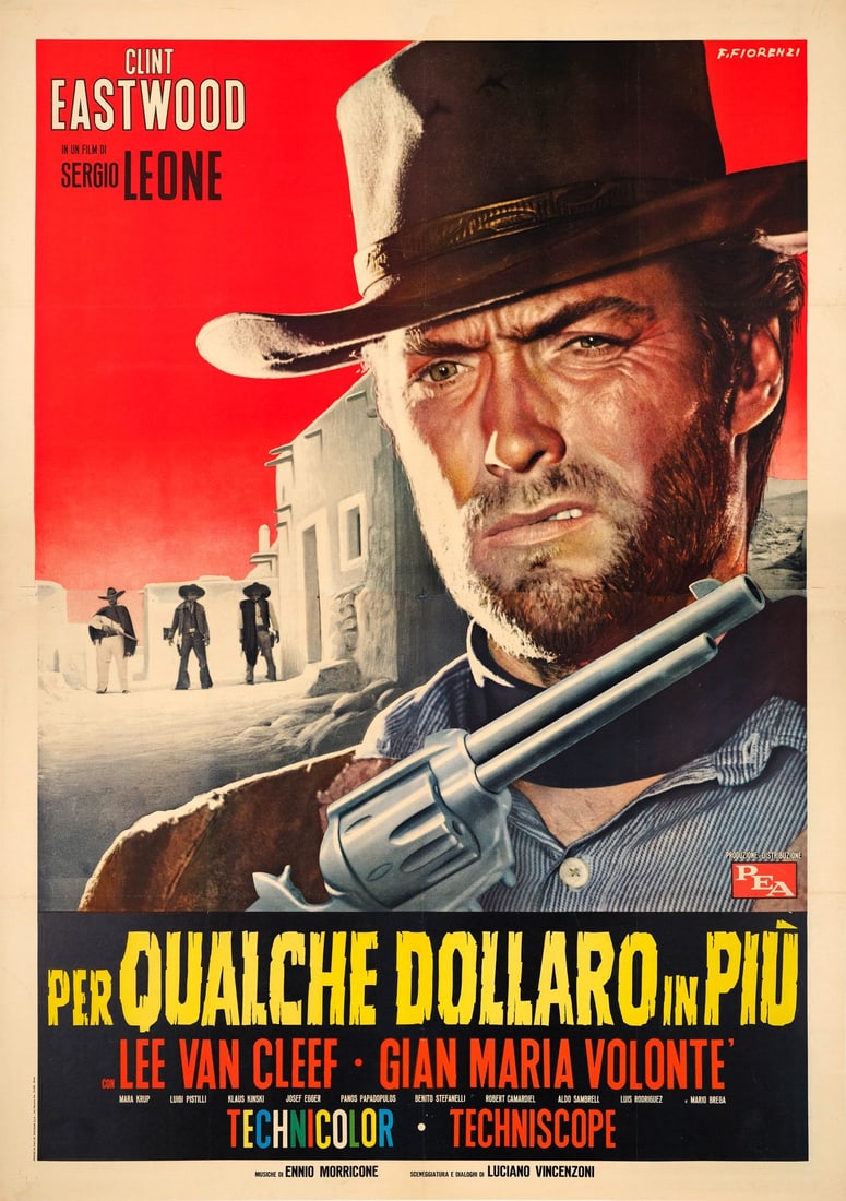 FOR A FEW DOLLARS MORE - Italian Four Fogli (54.5" x 77"); The Nicola Bais Collection;: FOR A FEW DOLLARS MORE Italian Four Fogli (54.5" x 77"); Country-of-Origin ; The Nicola Bais Collection Very Fine on Linen; Artwork by Franco Fiorenzi PEA, 1965 Artist