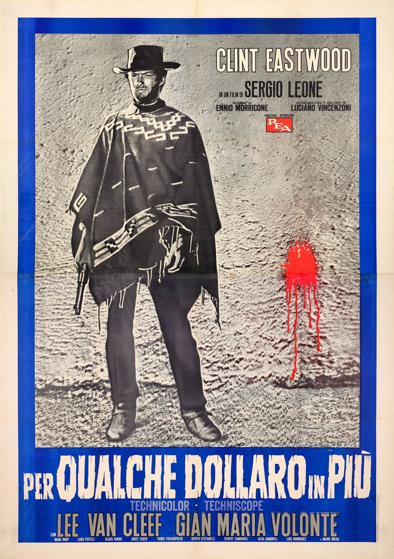 FOR A FEW DOLLARS MORE - Italian Four Fogli (54" x 77"); The Nicola Bais Collection;: FOR A FEW DOLLARS MORE Italian Four Fogli (54" x 77"); Country-of-Origin, Style B ; The Nicola Bais Collection Very Fine+ on Linen; Artwork by Rinaldo Geleng PEA, 1965