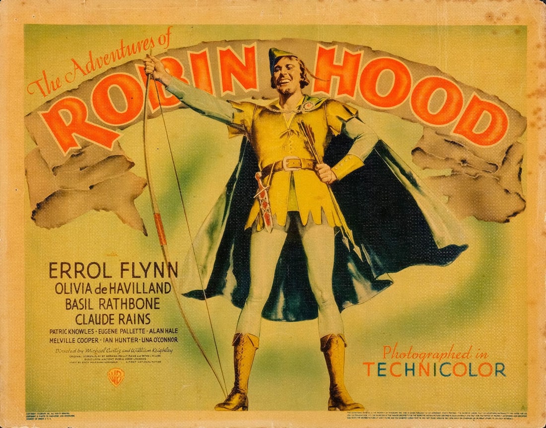THE ADVENTURES OF ROBIN HOOD - Title Lobby Card (11" x 14"); Linen Finish; Fine+ (1 of 1)