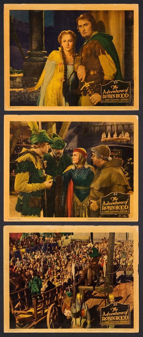 THE ADVENTURES OF ROBIN HOOD - Lobby Cards (3) (11" x 14"); Linen Finish; Fine+ (1 of 1)