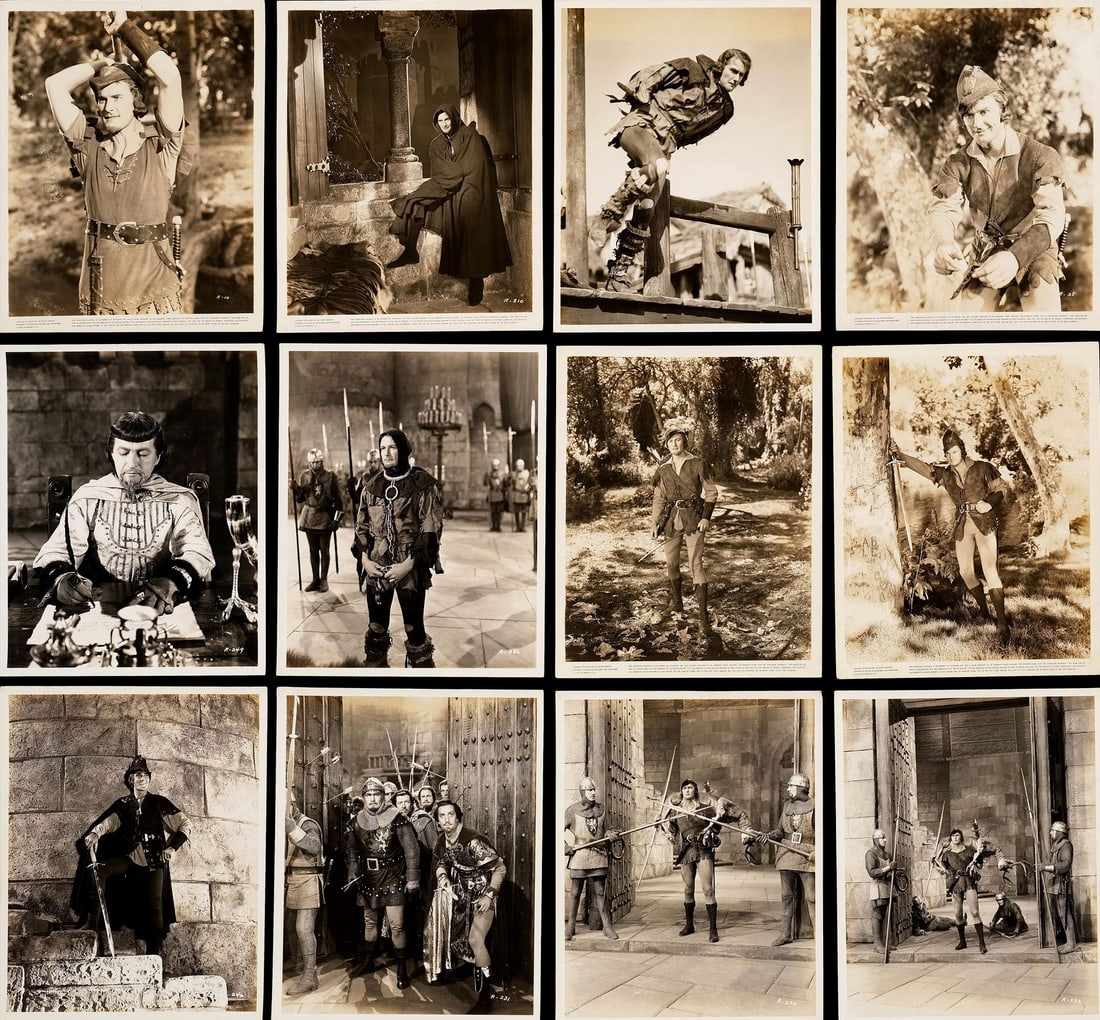 THE ADVENTURES OF ROBIN HOOD - Vintage Original Single-Weight Glossy B&W and Color Photographs (130): THE ADVENTURES OF ROBIN HOOD Vintage Original Single-Weight Glossy B&W and Color Photographs (130) (8" x 10") ; Very Fine+; Photographed by Elmer Fryer (1) Warner Bros., 1938