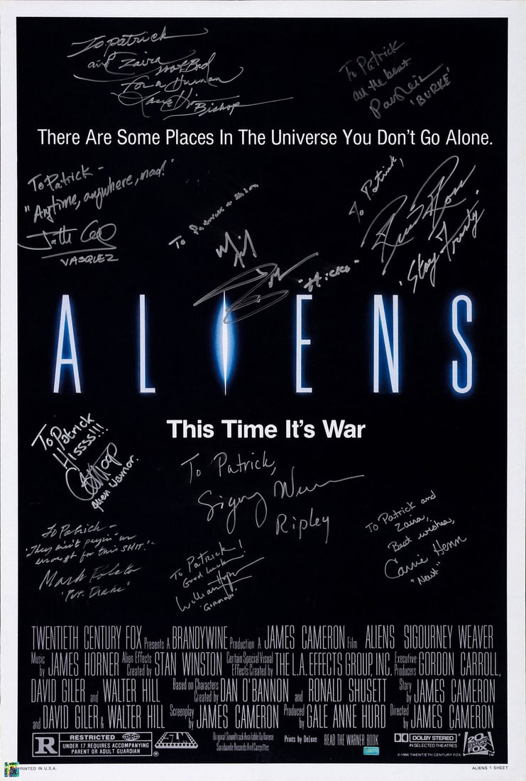 ALIENS - Reprint One Sheet (27" x 40") Signed by Sigourney Weaver, Michael Biehn, Carrie Henn, Paul (1 of 1)