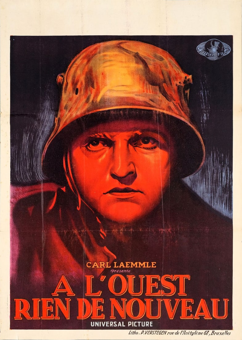 ALL QUIET ON THE WESTERN FRONT - Pre-War Belgian Poster (33.5" x 23.5"); Stone Lithograph; Very Fine (1 of 1)