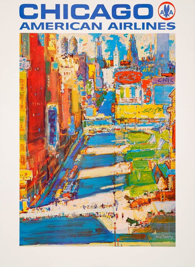 AMERICAN AIRLINES - CHICAGO - Travel Poster (30" x 40.75"); Very Fine+ on Linen (1 of 1)