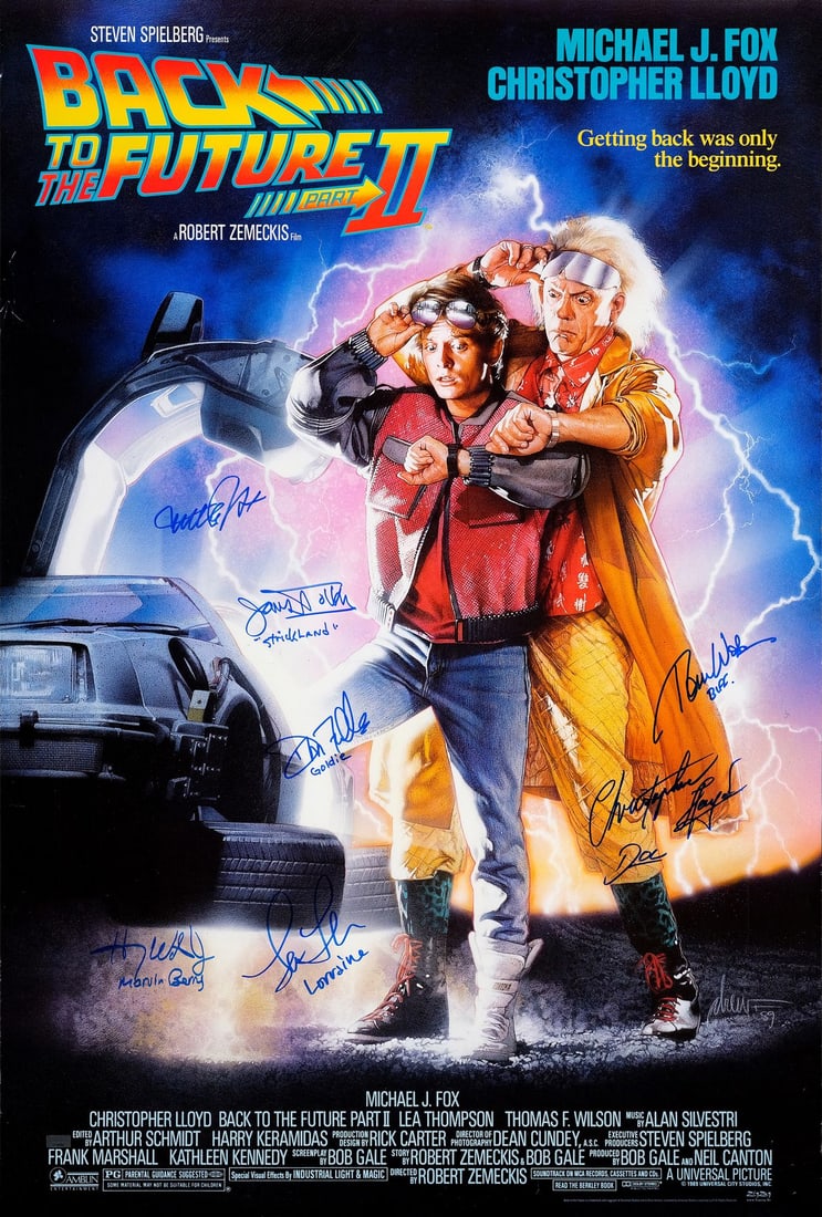 BACK TO THE FUTURE PART II - Commercial Poster (27" x 40") Signed by Michael J. Fox, James Tolkan, (1 of 1)