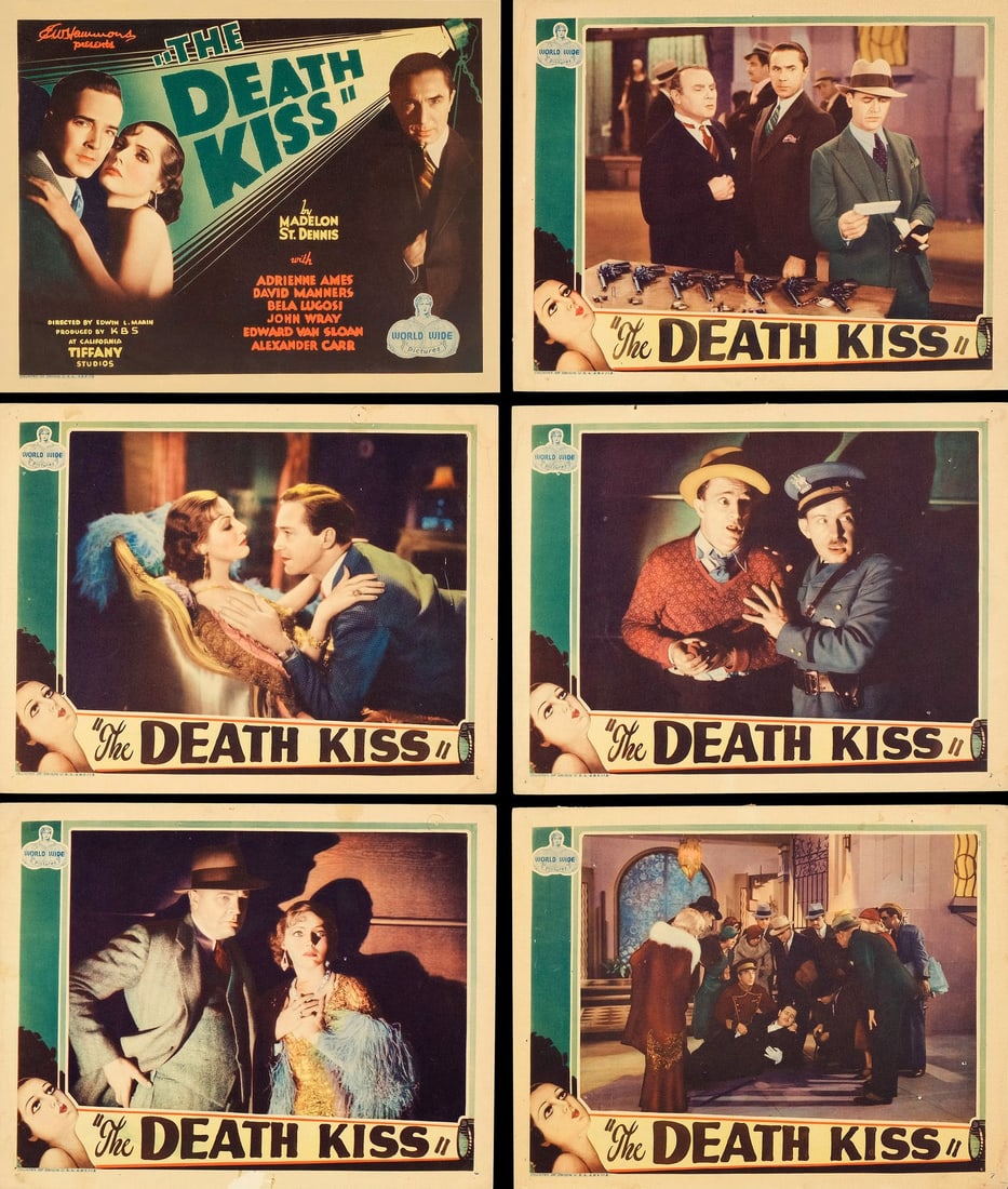 THE DEATH KISS - Title Lobby Card and Lobby Cards (5) (11" x 14"); Very Fine- (1 of 1)