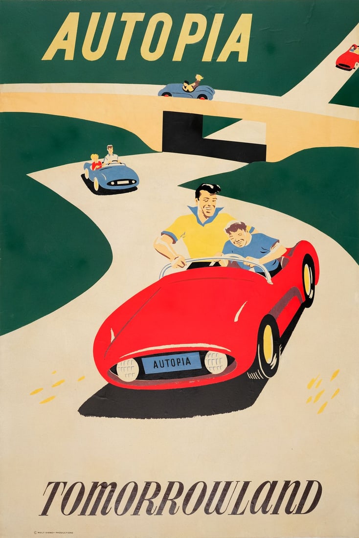 DISNEYLAND: AUTOPIA - Full-Bleed Silkscreen Attraction Poster (36" x 53.75"); Fine on Linen (1 of 1)