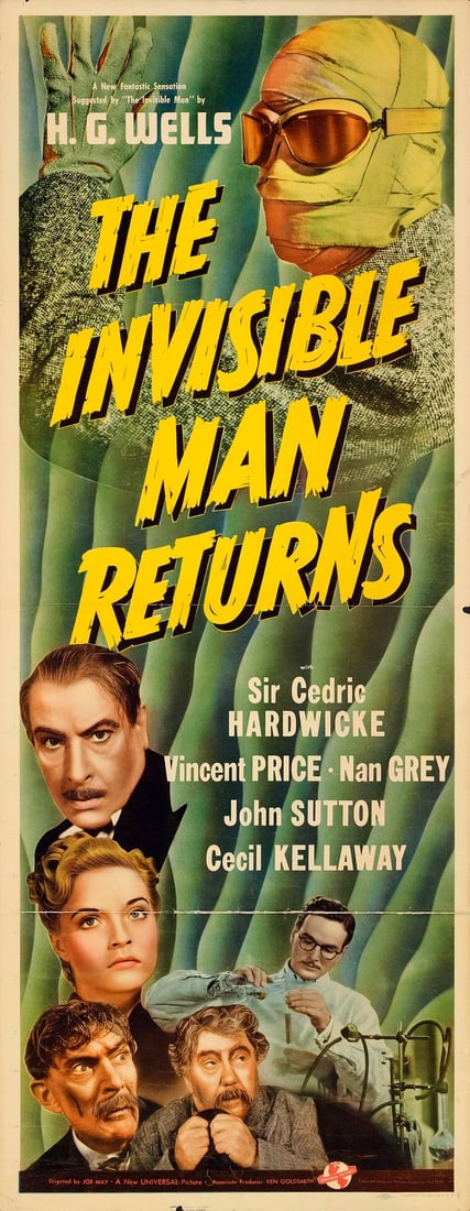 THE INVISIBLE MAN RETURNS - Insert (14" x 36"); Very Fine Folded (1 of 1)